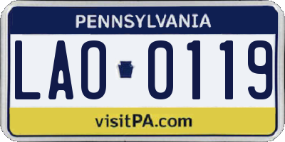 PA license plate LAO0119