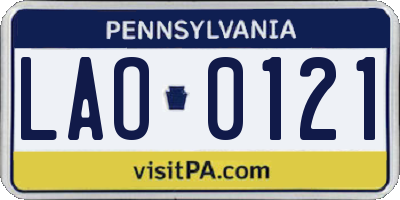 PA license plate LAO0121