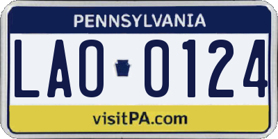 PA license plate LAO0124