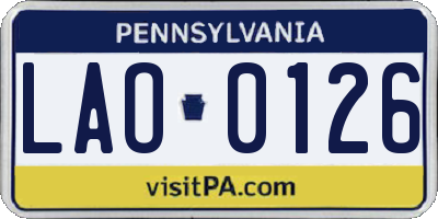 PA license plate LAO0126