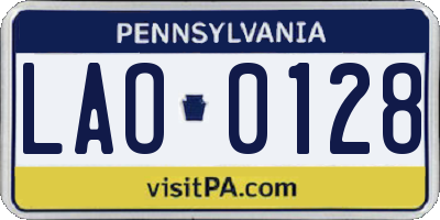 PA license plate LAO0128