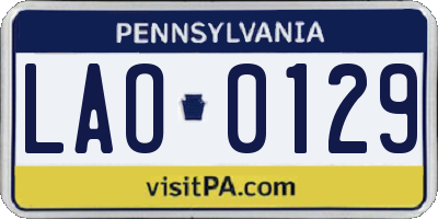 PA license plate LAO0129