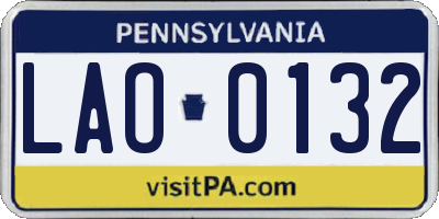 PA license plate LAO0132