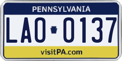 PA license plate LAO0137