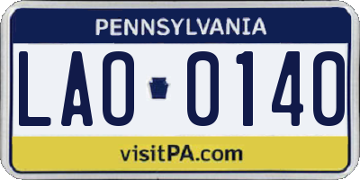 PA license plate LAO0140
