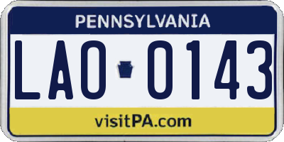 PA license plate LAO0143