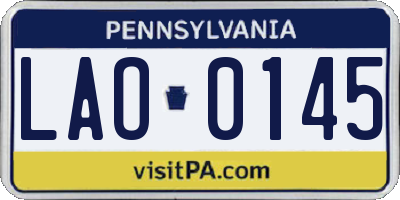 PA license plate LAO0145