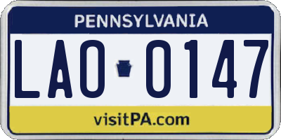 PA license plate LAO0147