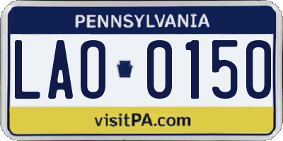 PA license plate LAO0150