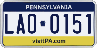 PA license plate LAO0151