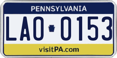 PA license plate LAO0153