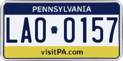 PA license plate LAO0157