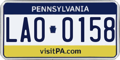 PA license plate LAO0158
