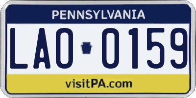 PA license plate LAO0159