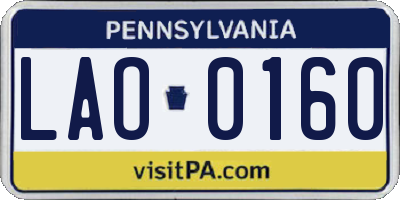 PA license plate LAO0160