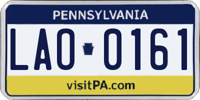 PA license plate LAO0161