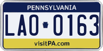 PA license plate LAO0163