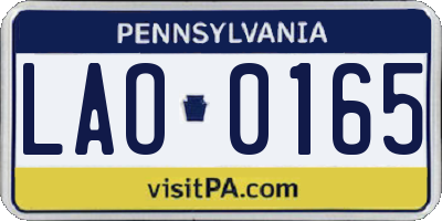 PA license plate LAO0165