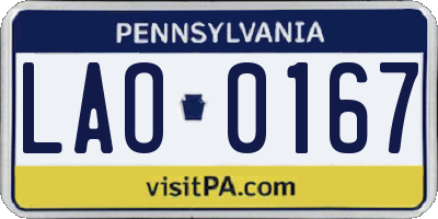 PA license plate LAO0167