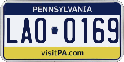 PA license plate LAO0169