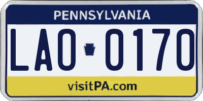 PA license plate LAO0170