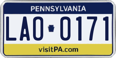 PA license plate LAO0171