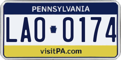 PA license plate LAO0174