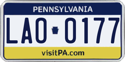 PA license plate LAO0177