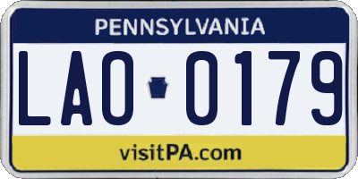 PA license plate LAO0179