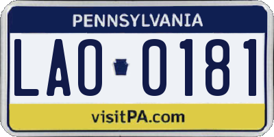PA license plate LAO0181