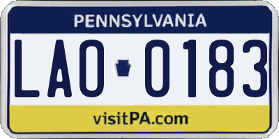 PA license plate LAO0183
