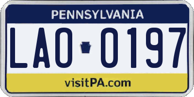 PA license plate LAO0197