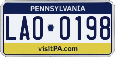 PA license plate LAO0198