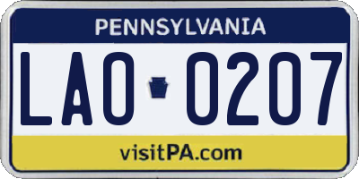 PA license plate LAO0207