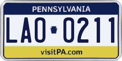 PA license plate LAO0211
