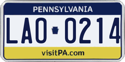 PA license plate LAO0214