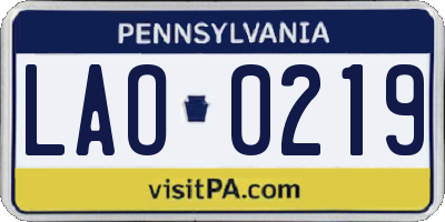 PA license plate LAO0219
