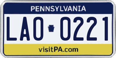 PA license plate LAO0221