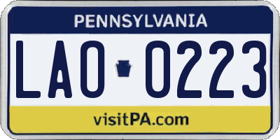 PA license plate LAO0223