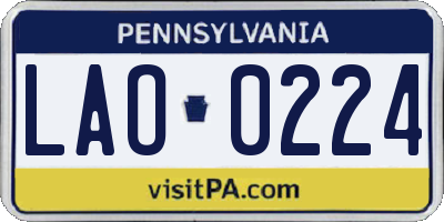 PA license plate LAO0224