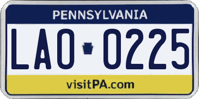PA license plate LAO0225