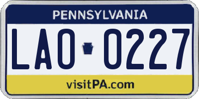 PA license plate LAO0227