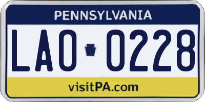 PA license plate LAO0228