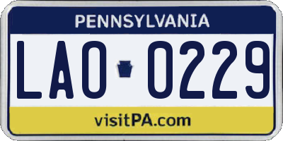 PA license plate LAO0229