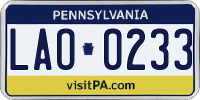 PA license plate LAO0233