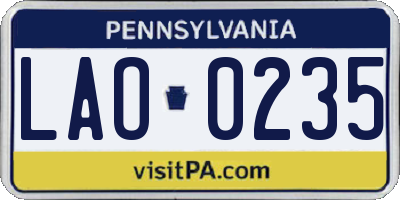 PA license plate LAO0235
