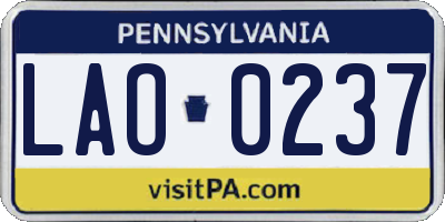 PA license plate LAO0237