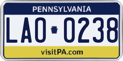 PA license plate LAO0238