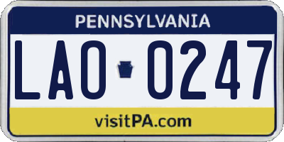 PA license plate LAO0247
