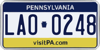 PA license plate LAO0248